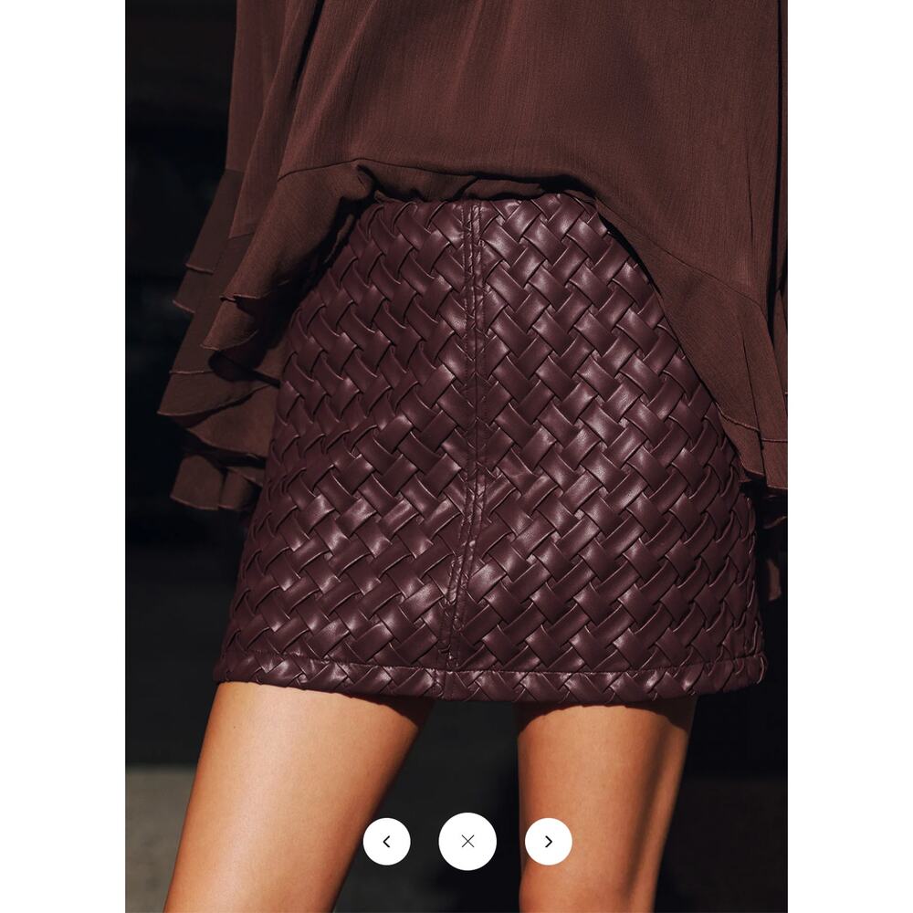 NWT Commense Faux Leather Woven Mini Skirt Sz XL
